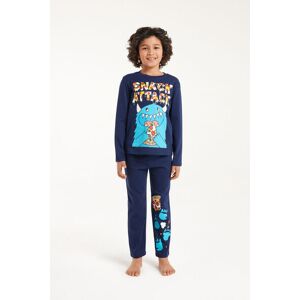 Tezenis Langer Pyjama für Jungen aus schwerer Baumwolle mit Snack-Attack-Print Junge Blau Größe 4-5