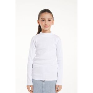 Tezenis Geripptes Unisex-Langarmshirt mit Stehkragen für Kinder Unisex Weiß Größe 10-11