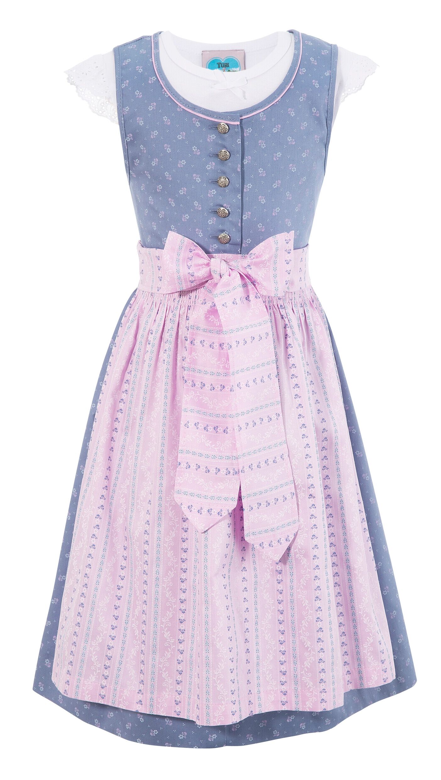 Turi Landhaus   Dirndl, (3 tlg.), Kinder, mit all-over Print lila  110 116 122 128 134 140 146 152 158 164