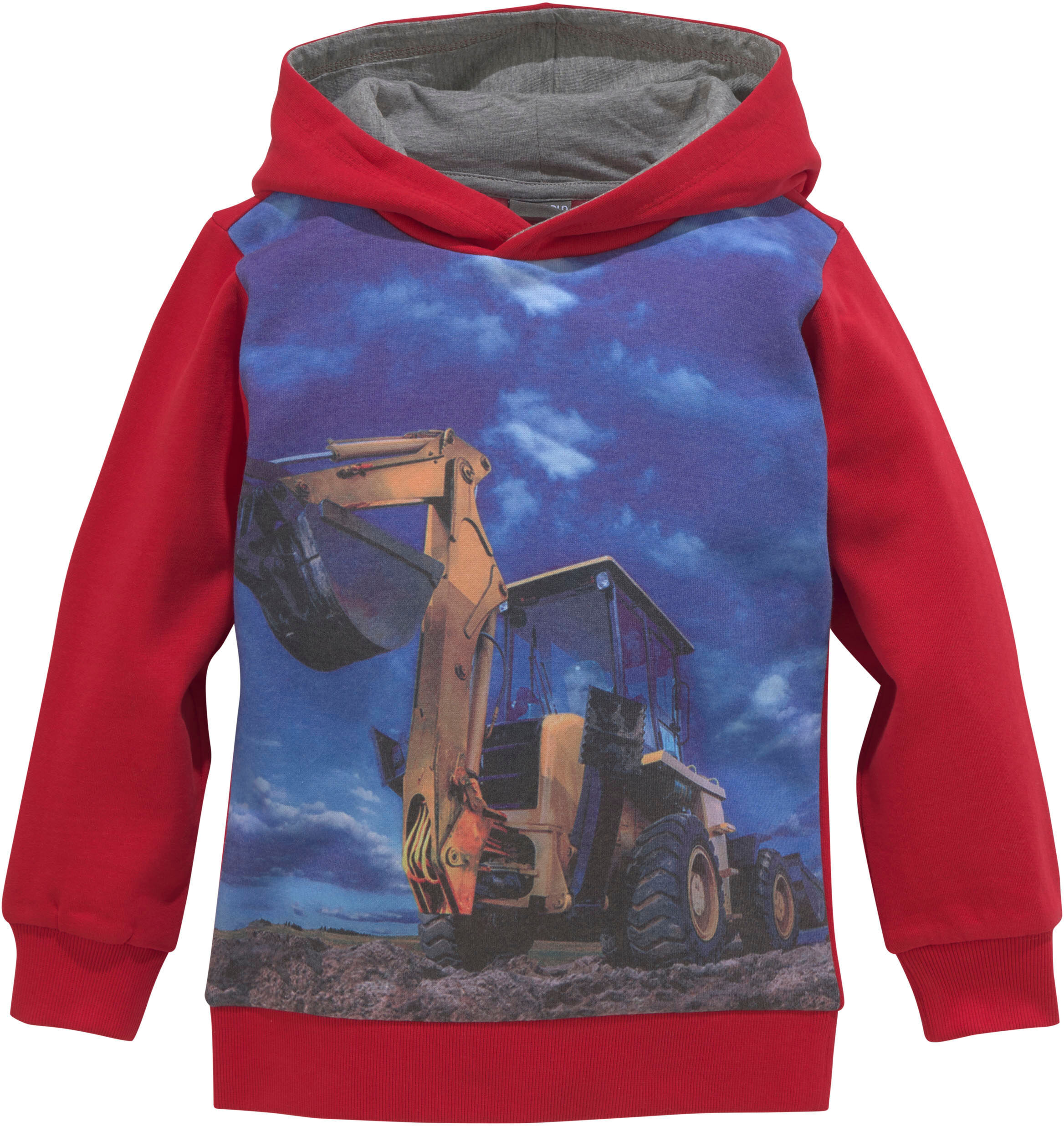 KIDSWORLD Kapuzensweatshirt »EXCAVATOR AT WORK« rot  104/110 116/122 128/134 140/146 92/98