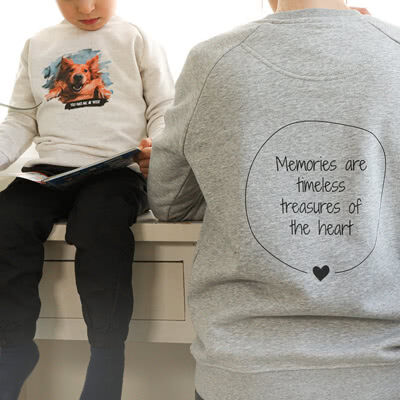 smartphoto Kinder Sweatshirt mit Foto Cremeweiss meliert 5 bis 6 Jahre