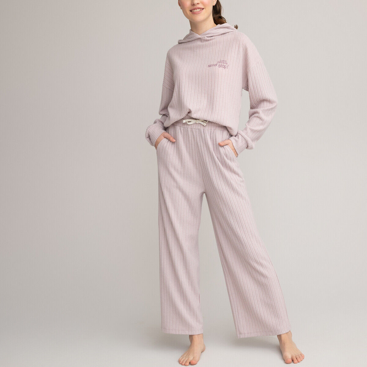 LA REDOUTE COLLECTIONS Gerippter Pyjama, 10-18 Jahre ROSA