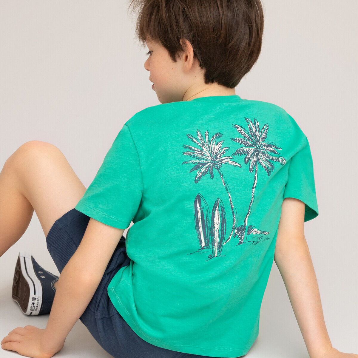 LA REDOUTE COLLECTIONS T-Shirt mit Palmen-Print hinten, Bio-Baumwolle, 3-12 Jahre GRÜN