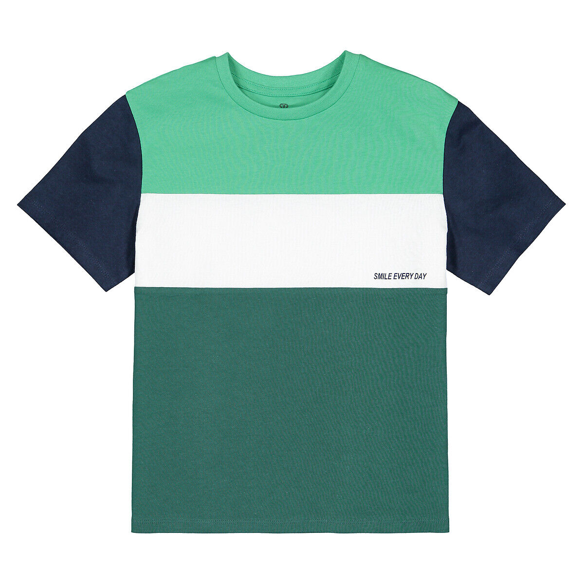 LA REDOUTE COLLECTIONS T-Shirt mit rundem Ausschnitt, weite Form, Colorblock 3-14 Jahre GRÜN
