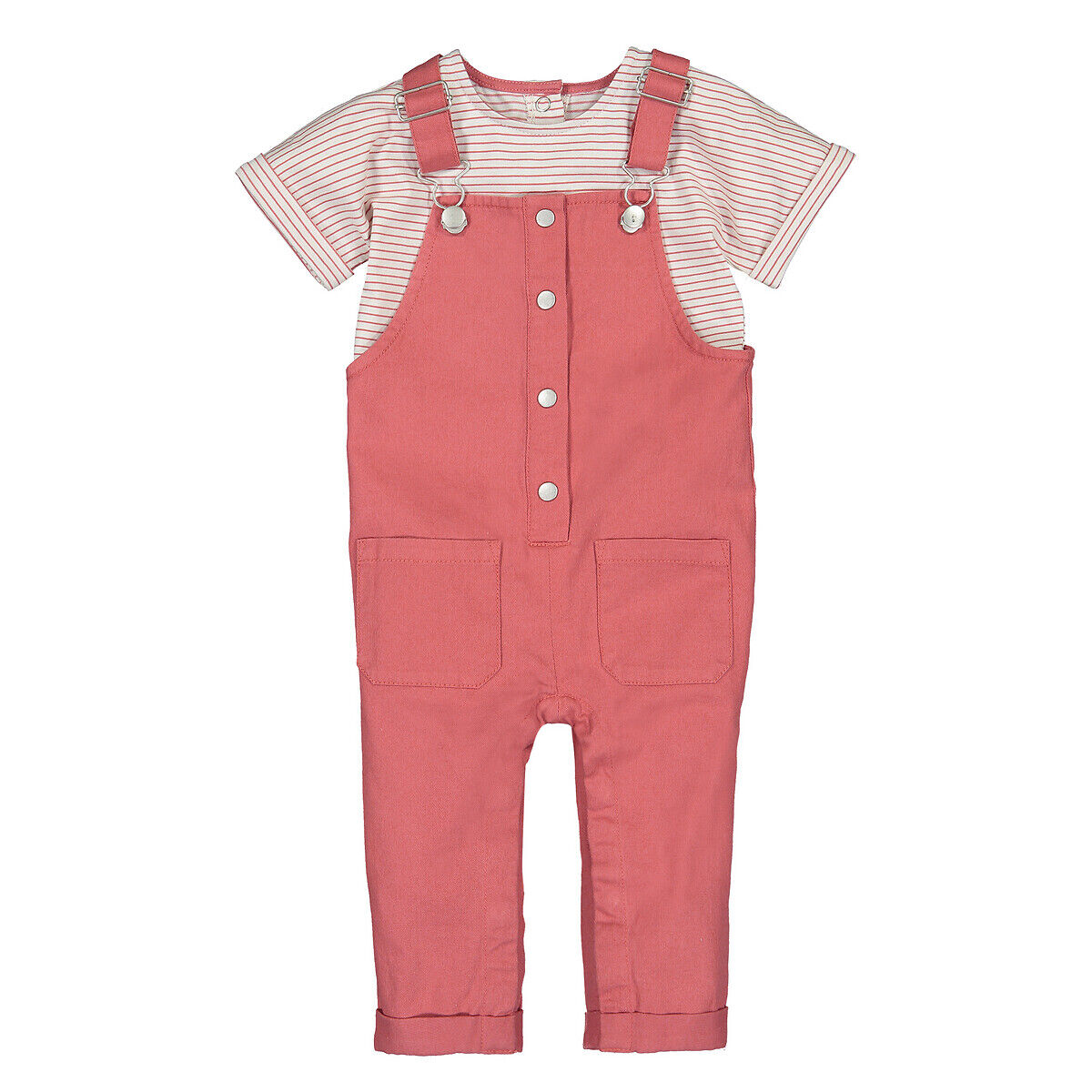 LA REDOUTE COLLECTIONS 2-teiliges Set aus T-Shirt und Latzhose 3 Monate-4 Jahre ROSA