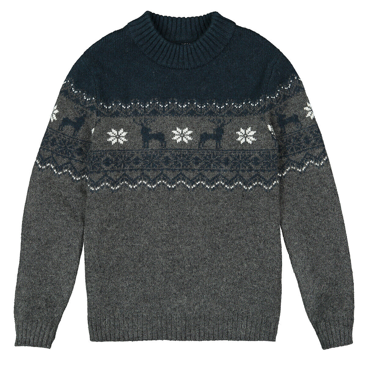LA REDOUTE COLLECTIONS Weihnachtspullover mit Jacquard-Muster, 3-12 Jahre GRAU