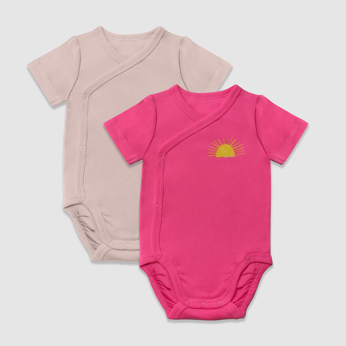 DIM BABY 2er-Pack kurzärmelige Bodys 1-6 Monate ROSA