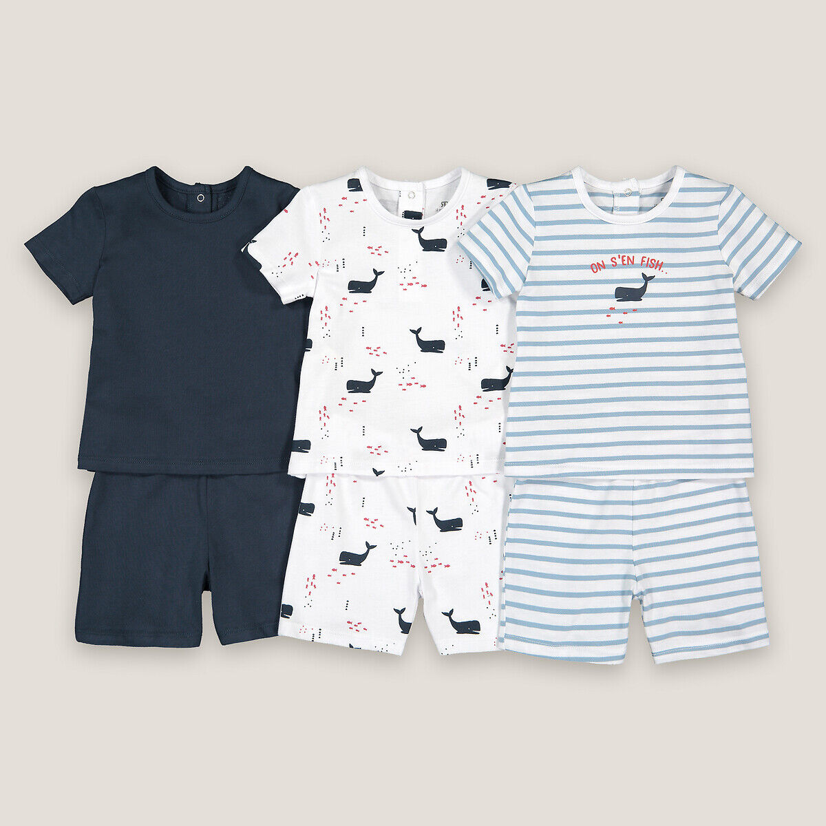 LA REDOUTE COLLECTIONS 3er-Pack Kurzpyjamas BEIGE