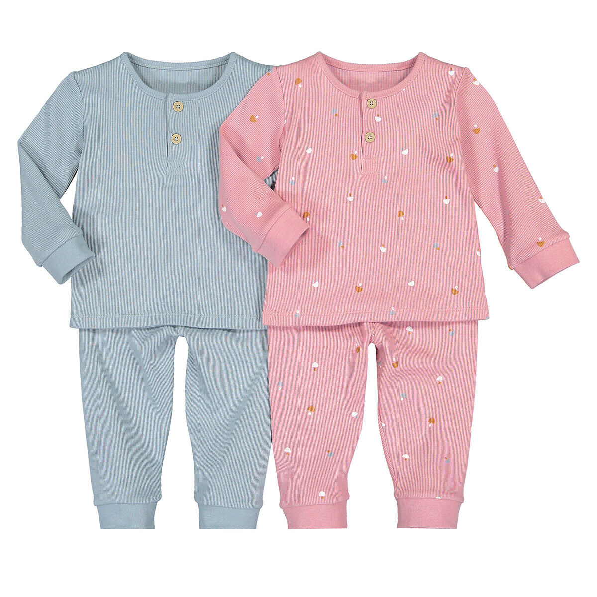 LA REDOUTE COLLECTIONS 2er-Pack Pyjamas, Bio-Baumwolle ROSA