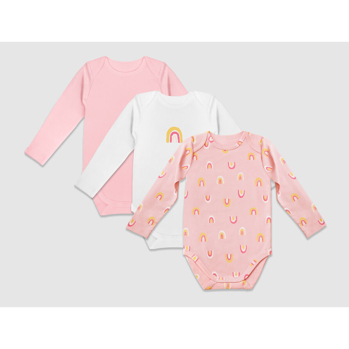 DIM BABY 3er-Pack Bodys mit langen Ärmeln, 1 Monat-2 Jahre ROSA