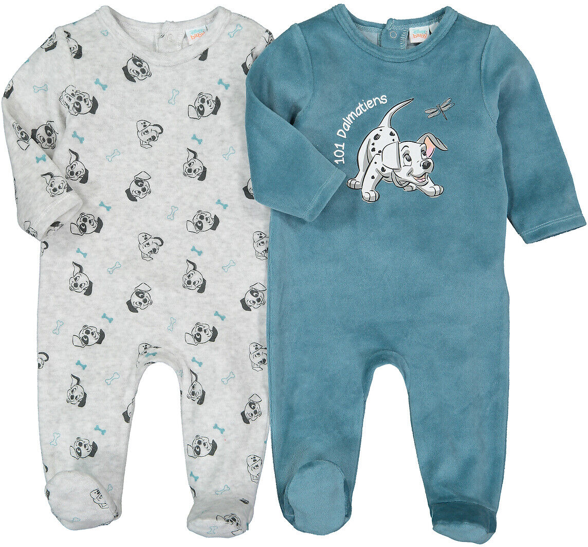 Disney 2er-Pack Pyjamas, Samt mit Bio-Baumwolle, 0-12 Monate BLAU