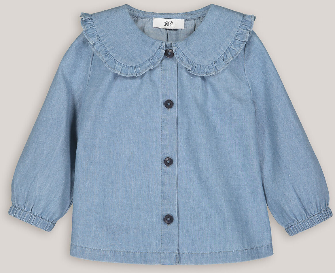 LA REDOUTE COLLECTIONS Jeansbluse mit Bubikragen BLAU