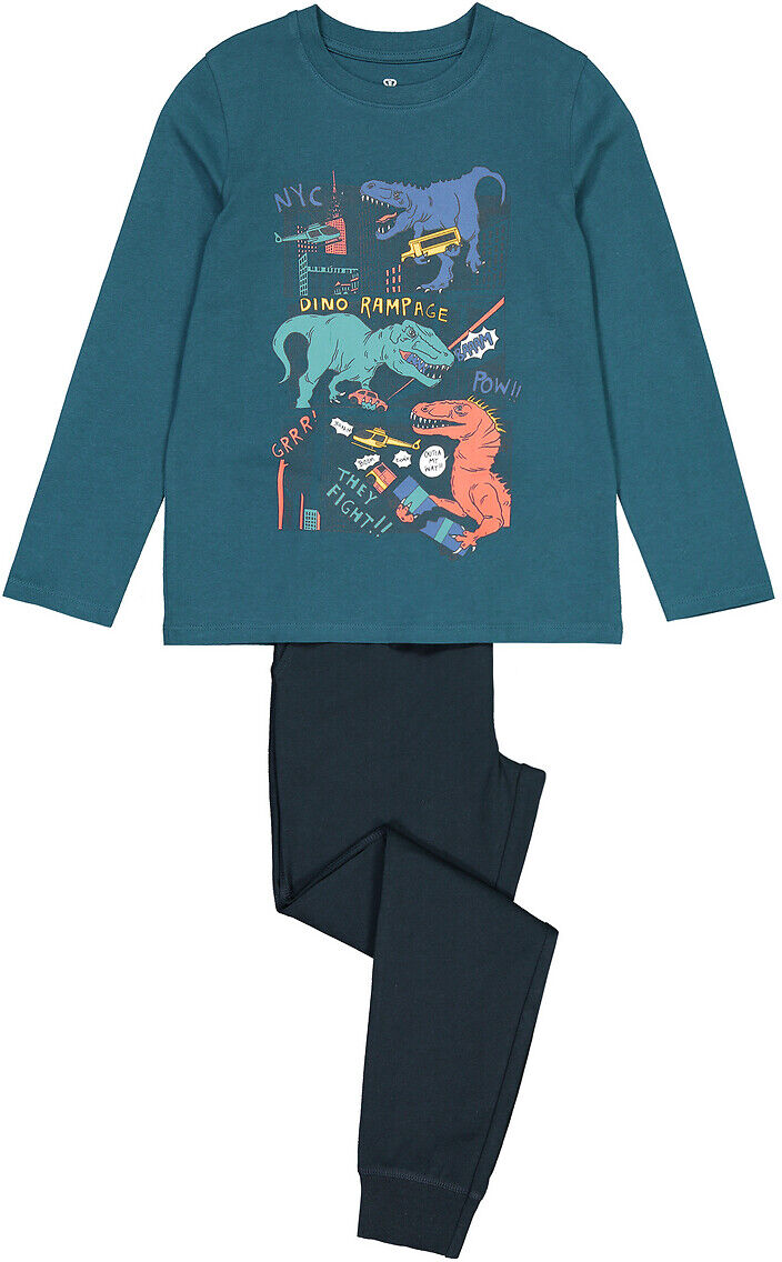 LA REDOUTE COLLECTIONS Pyjama aus Bio-Baumwolle mit Dino-Motiven, 3-14 Jahre BLAU