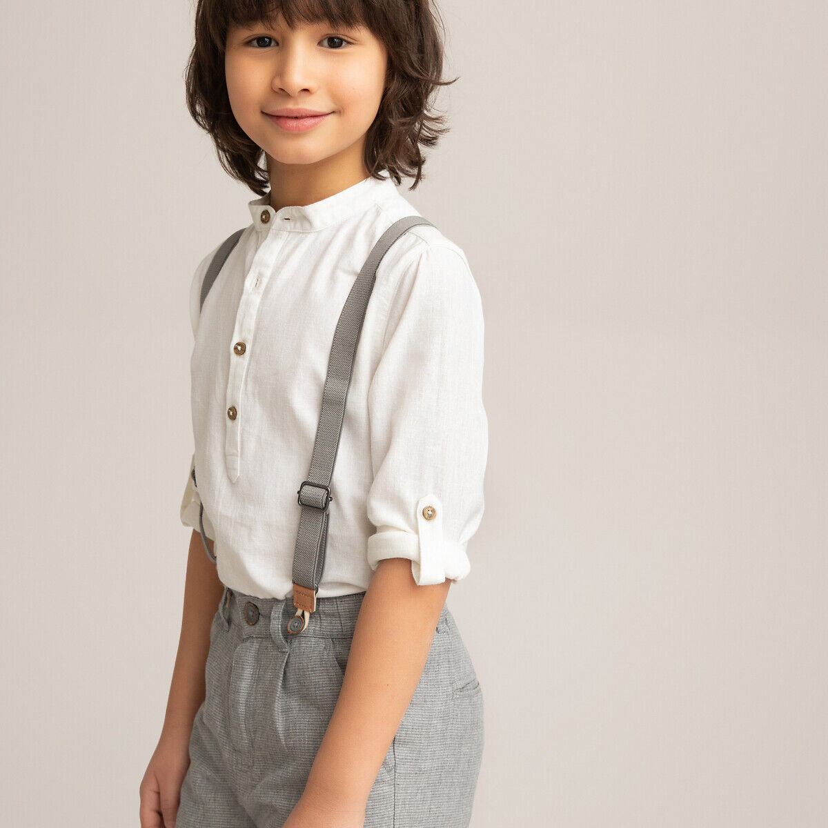 LA REDOUTE COLLECTIONS Hemd mit Stehkragen, lange Ärmel, 3-12 Jahre BEIGE