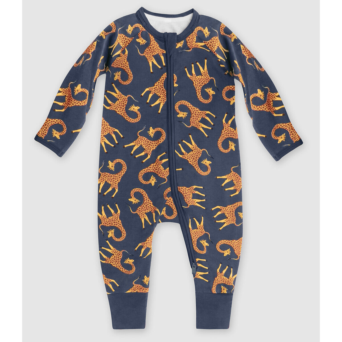 DIM BABY Strampler mit aufgedruckten Giraffenmotiven BLAU