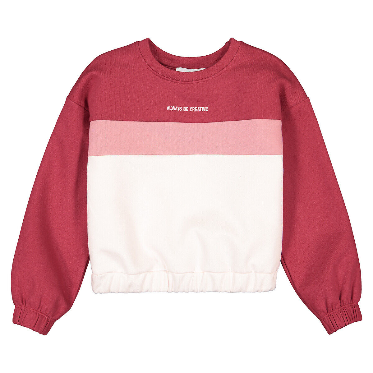 LA REDOUTE COLLECTIONS Sweatshirt, runder Ausschnitt, dreifarbig, 3-14 Jahre ROSA