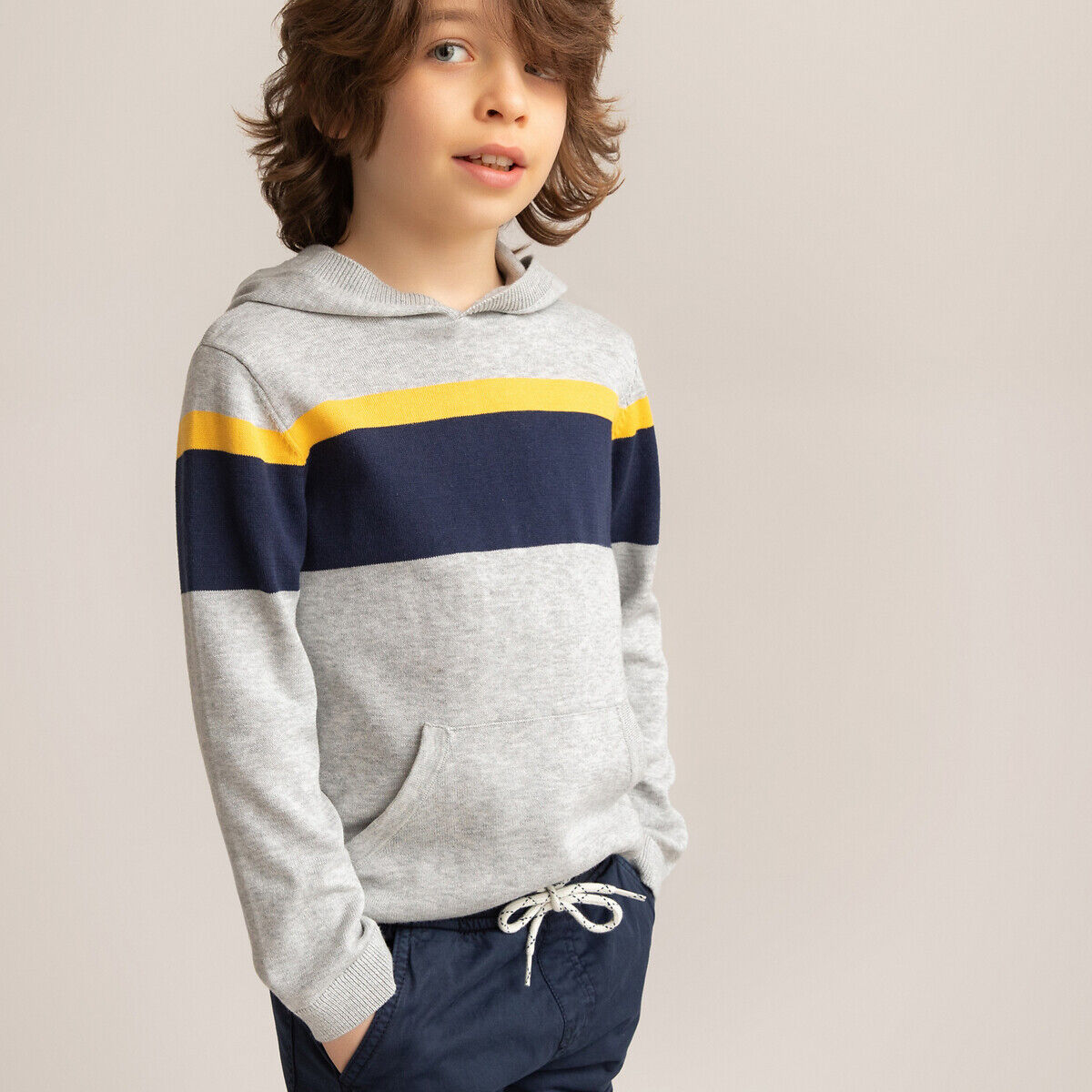 LA REDOUTE COLLECTIONS Kapuzenpullover aus Feinstrick, 3-12 Jahre GRAU