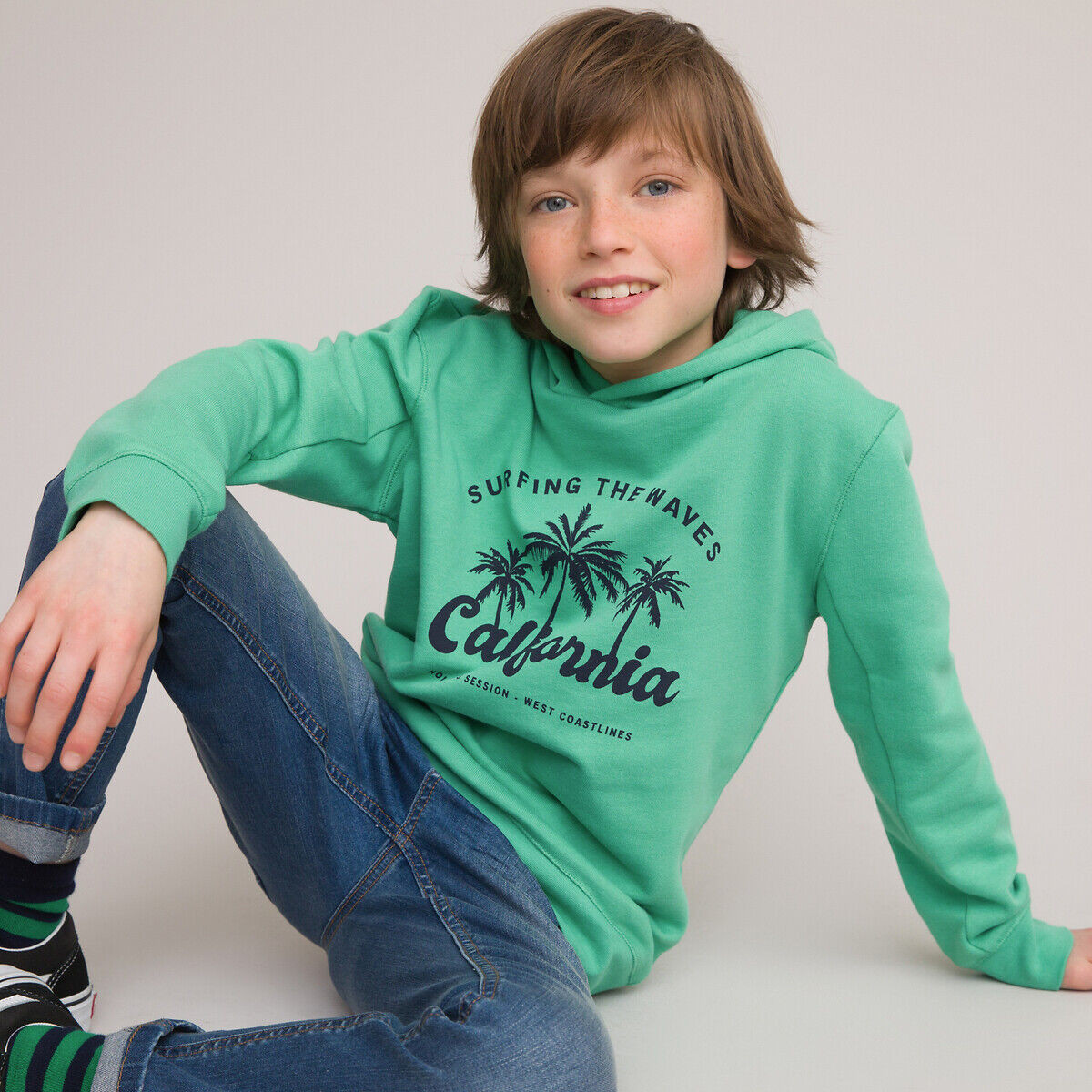 LA REDOUTE COLLECTIONS Kapuzensweatshirt, bedruckt, 3-12 Jahre GRÜN