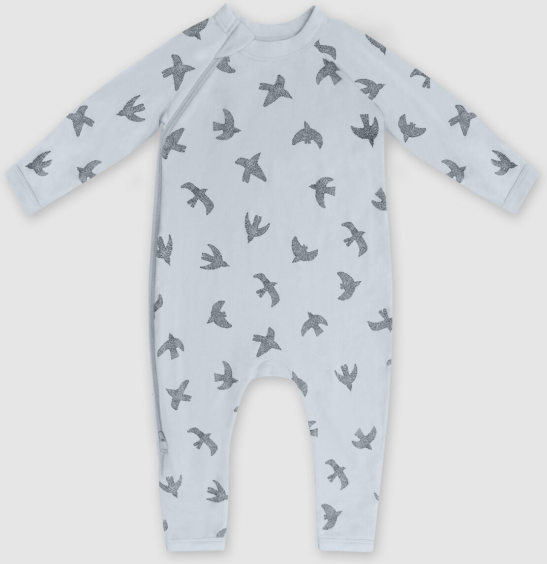 DIM BABY Strampler mit aufgedruckten Vogelmotiven BLAU