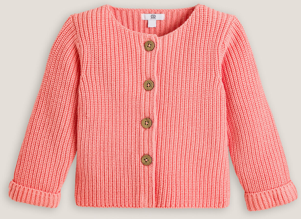 LA REDOUTE COLLECTIONS Cardigan mit Knopfverschluss, Grobstrick aus Bio-Baumwolle ORANGE