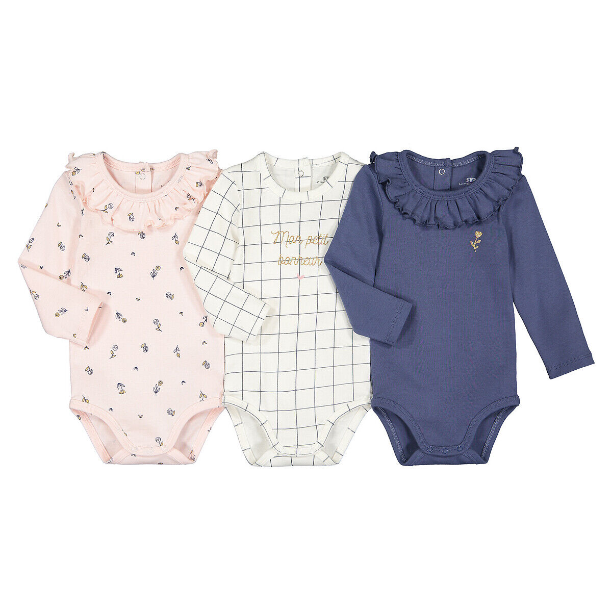 LA REDOUTE COLLECTIONS 3er-Pack Bodys aus Bio-Baumwolle BLAU