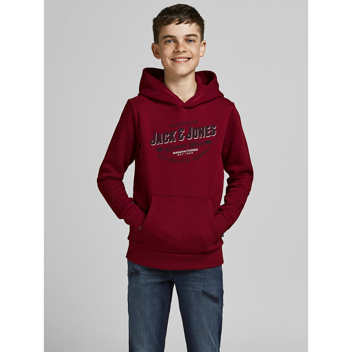 JACK & JONES JUNIOR Kapuzensweatshirt, 10-16 Jahre BLAU;ROT