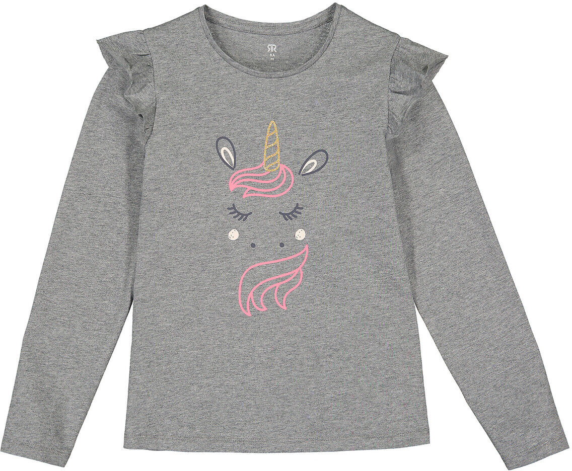 LA REDOUTE COLLECTIONS Langarmshirt mit Volants, 3-12 Jahre GRAU