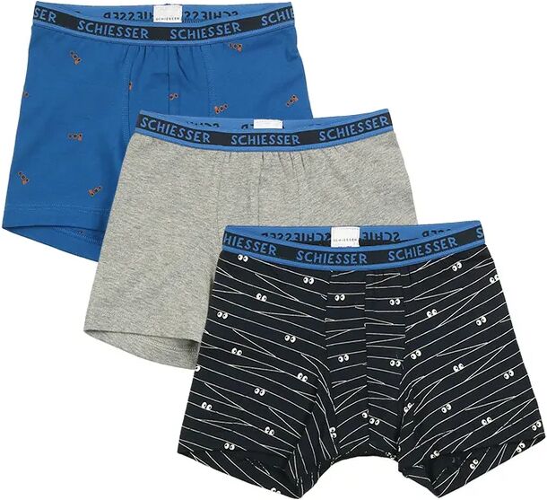 Schiesser Boxershorts MAGIC EYES 3er Pack in blau/weiß