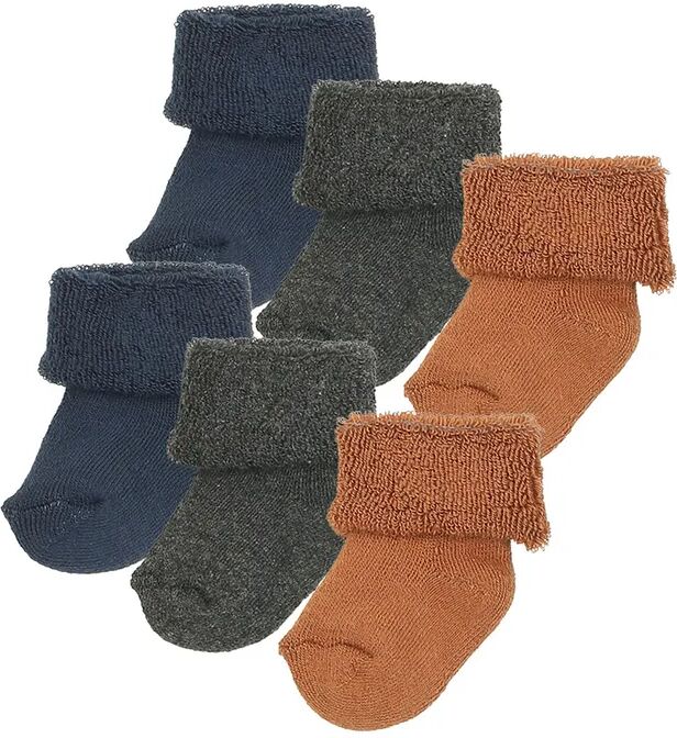 ewers Erstlings-Socken UNI mit Frottee 6er-Pack in toffee/navy/grau