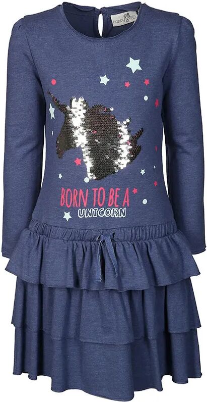 happy girls Jersey-Kleid EINHORN mit Wende-Pailletten in jeansblau