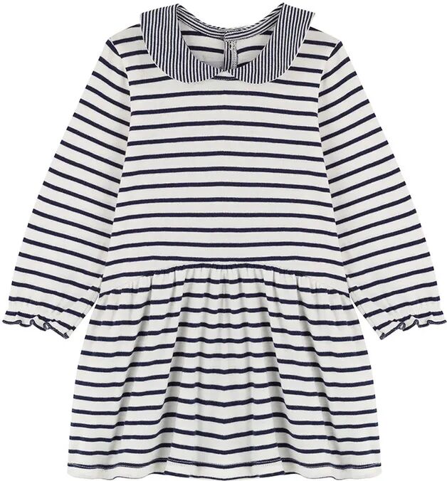 Petit Bateau Jersey Kleid STREIFEN mit Kragen in creme/navy