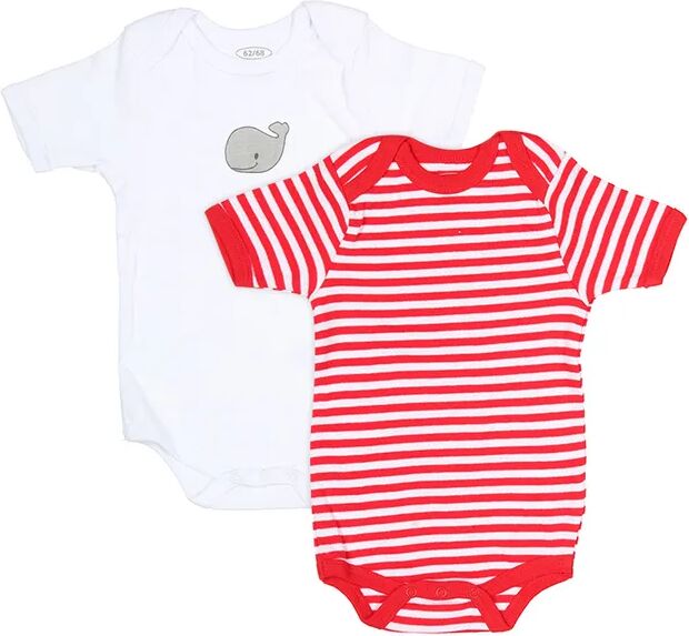 Playshoes Kurzarm-Body BABY WAL 2er-Pack in weiß/rot