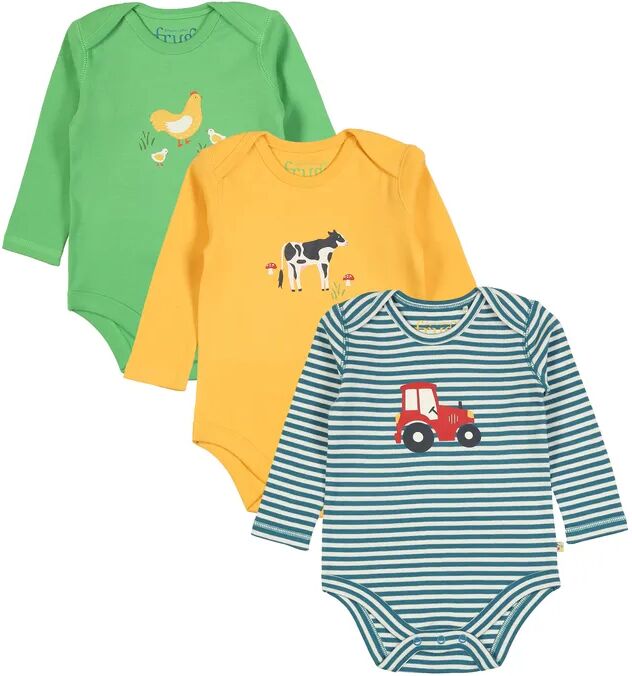 frugi Langarm-Body FARM 3er-Pack in bunt