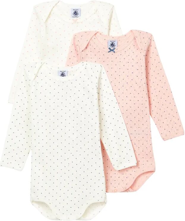 Petit Bateau Langarm-Body MULTIDOTS 3er-Pack in marshmallow/multico