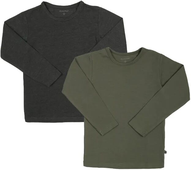 Minymo Langarmshirt BASIC 24 2er-Pack in olive/anthrazit melange