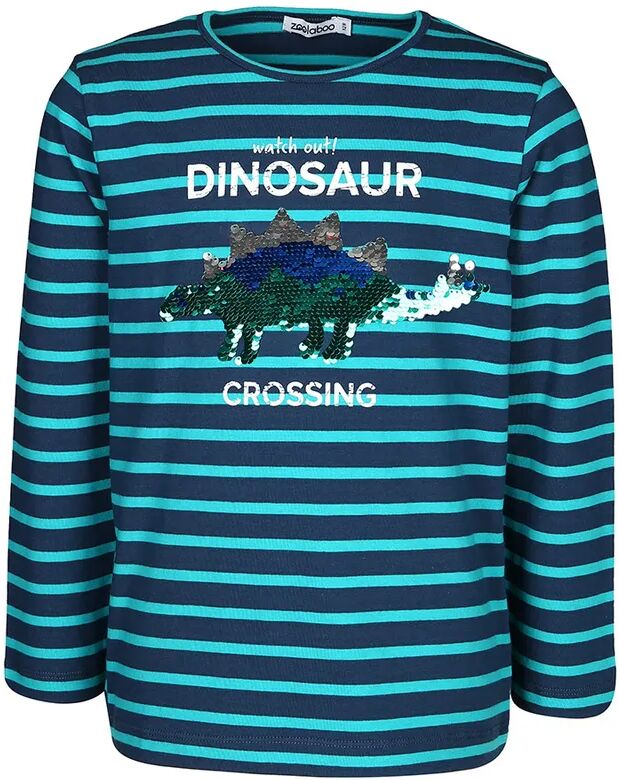 zoolaboo Langarmshirt DINOSAUR CROSSING mit Wendepailletten in dunkelblau/türkis