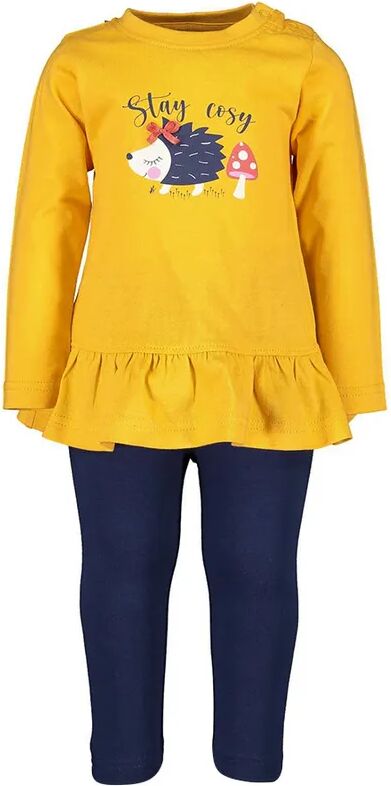 BLUE SEVEN Langarmshirt HAPPY AUTUMN – STAY EASY mit Leggings in senfgelb