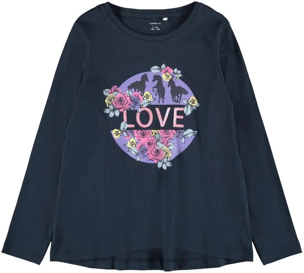 name it Langarmshirt NKFNIA – LOVE in dark sapphire