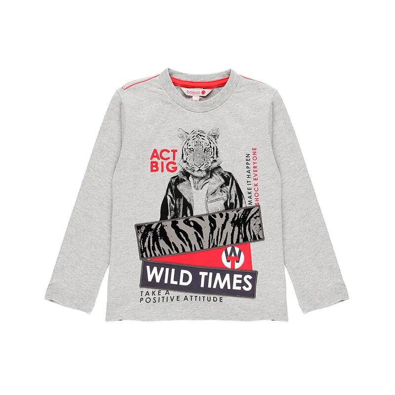 Boboli Langarmshirt WILD TIMES in grau melange