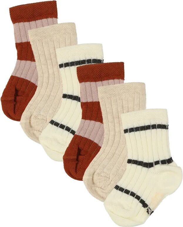 ewers Socken RIPPE & RINGEL 6er-Pack in beige/rot