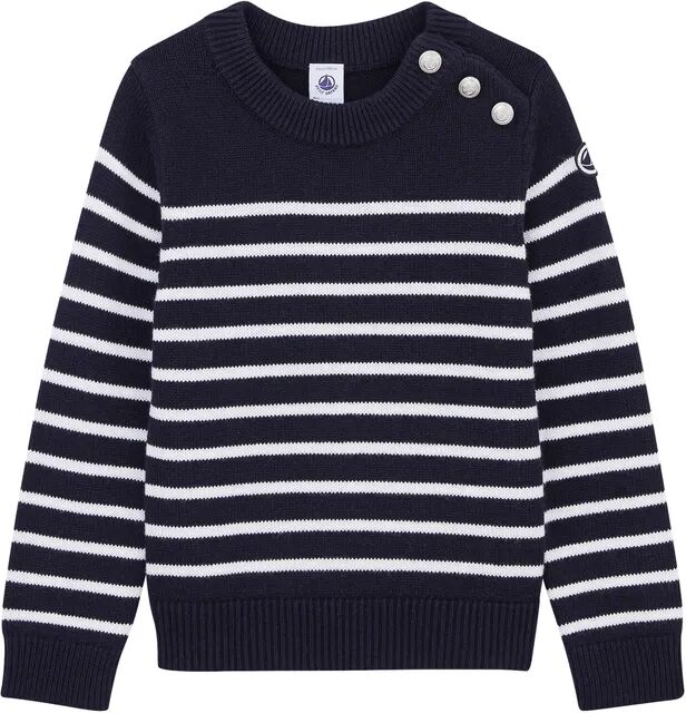 Petit Bateau Strick-Pullover LOX mit Wolle in smoking/marshmallow