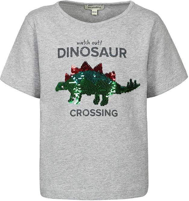 tausendkind collection T-Shirt DINOSAUR CROSSING mit Wendepailletten in grau melange