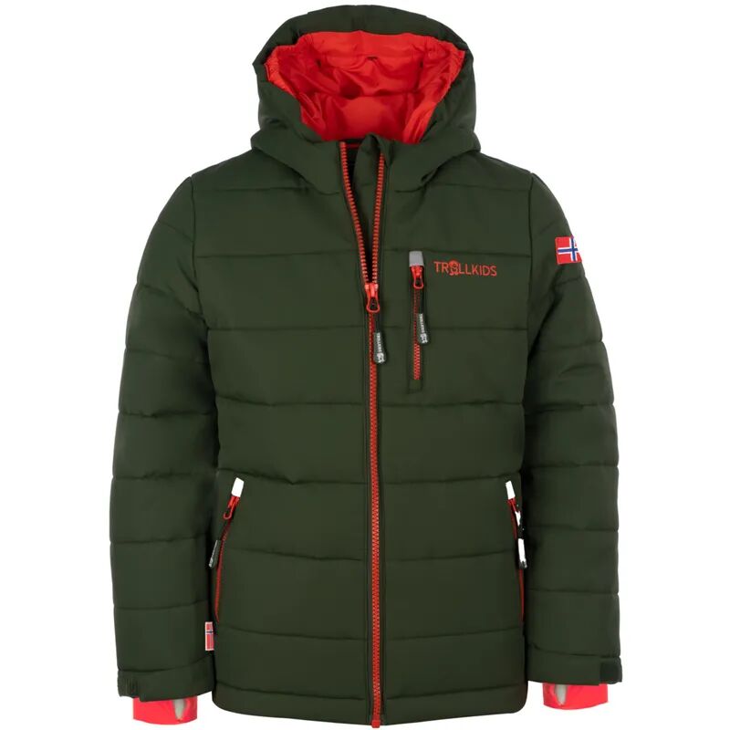 TROLLKIDS Winter-Steppjacke KIDS HEMSEDAL XT in forest green/flame orange