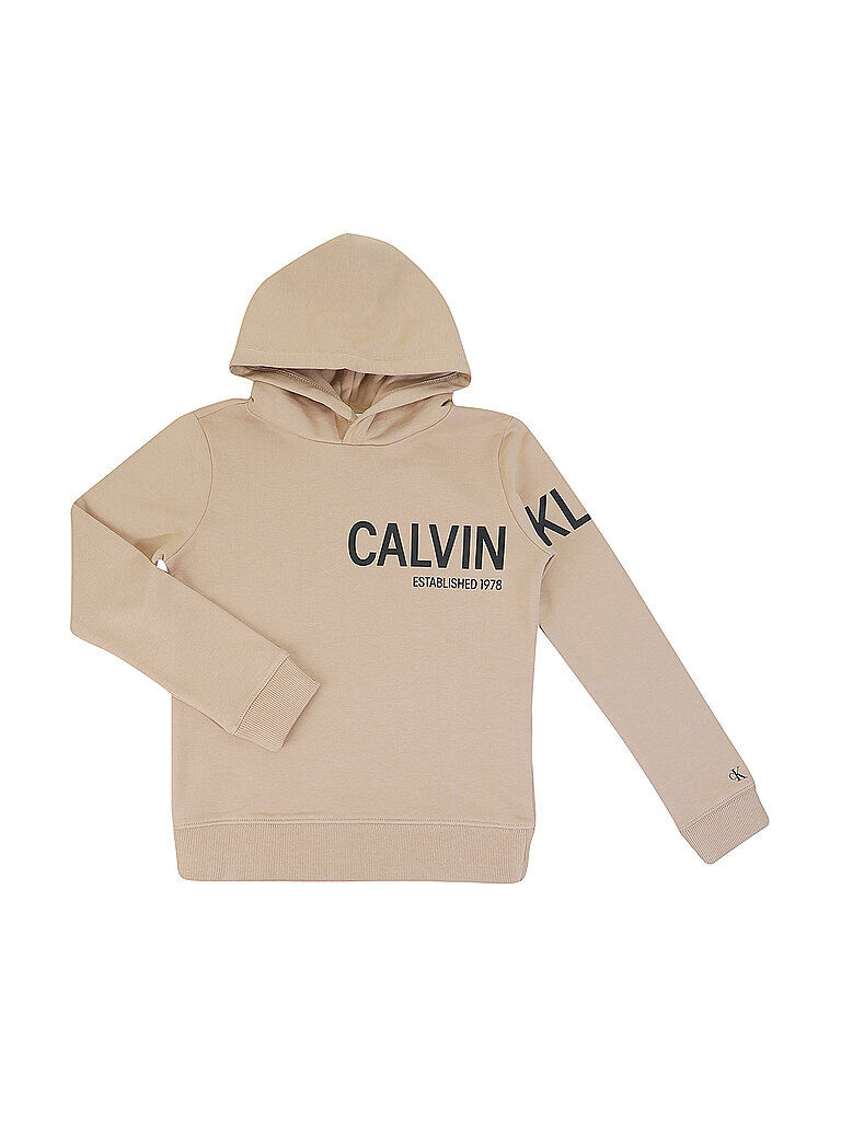 Calvin KLEIN JEANS Jungen Kapuzensweater - Hoodie  beige   Kinder   Größe: 152   IB0IB01123