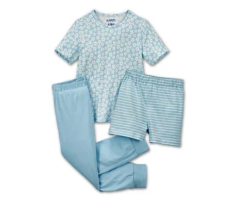 Tchibo - 3-teilige Pyjama-Kombi - Hellblau/Gestreift -Kinder - 100% Baumwolle - Gr.: 110/116 Baumwolle  110/116