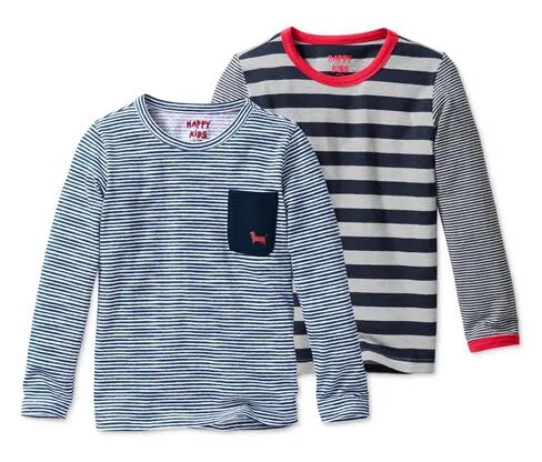 Tchibo - 2 Langarmshirts - Dunkelblau/Gestreift -Kinder - 100% Baumwolle - Gr.: 86/92 Baumwolle  86/92