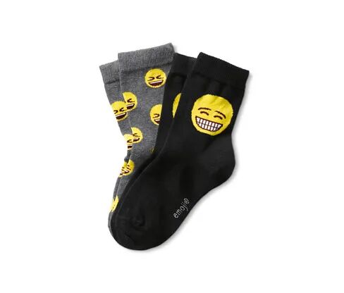 Tchibo - 2 Paar Socken »Emoji« - Schwarz/Meliert -Kinder - Gr.: 31-34 Baumwolle  31-34