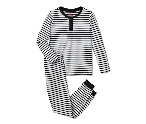 Tchibo - Kinder-Pyjama - Schwarz/Gestreift -Kinder - 100% Baumwolle - Gr.: 146/152 Baumwolle  146/152