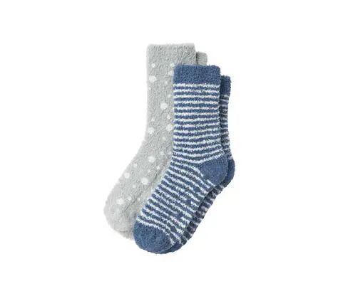 Tchibo - 2 Paar Kuschelsocken - Weiss/Gestreift -Kinder - Gr.: 39-42 Polyester 1x 39-42