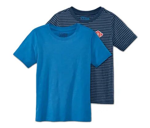 Tchibo - 2 T-Shirts - Dunkelblau/Gestreift -Kinder - Gr.: 122/128 Polyester 1x 122/128